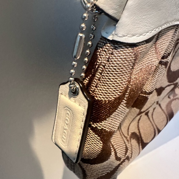 Coach Pleated clutch 7.5” x 5” w/ Signature C Brown and Cream - Picture 3 of 5